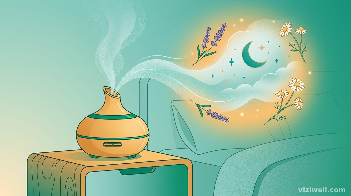 Diffuseur d'huiles essentielles libérant une brume aromatique pour le soulagement de l'insomnie