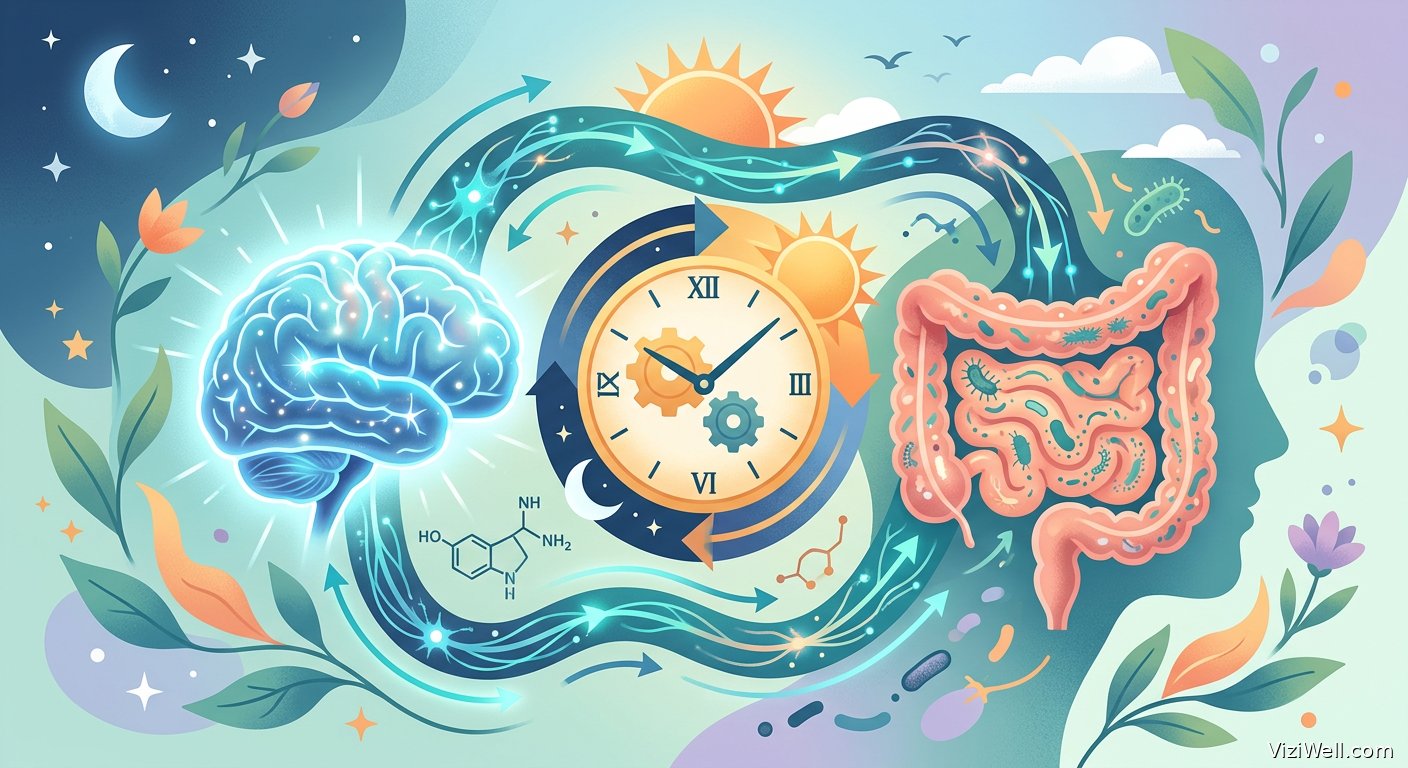 Illustration article : L'axe intestin-cerveau-rythme circadien dans l'anxiété et la dépression : revue critique