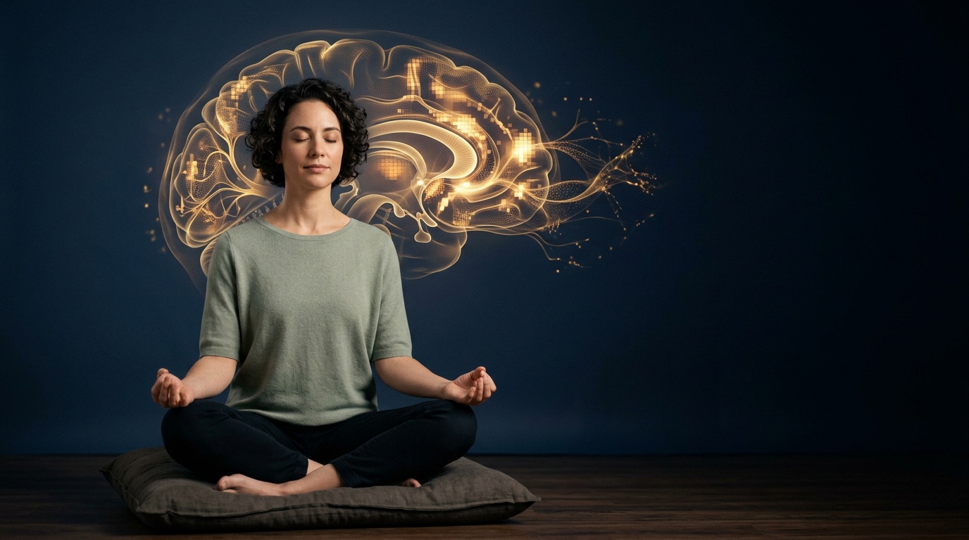Illustration article : Méditation et douleur : comment le cerveau module la souffrance selon les études IRMf
