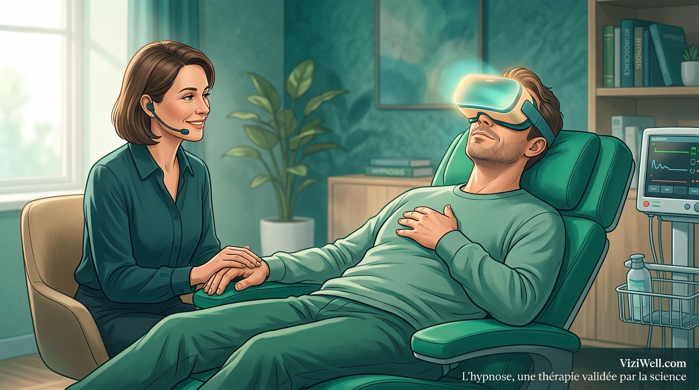 Illustration article : Effet de l'hypnose en réalité virtuelle sur les besoins de sédation peropératoire et la récupération fonctionnelle en arthroplastie du genou : essai clinique randomisé prospectif