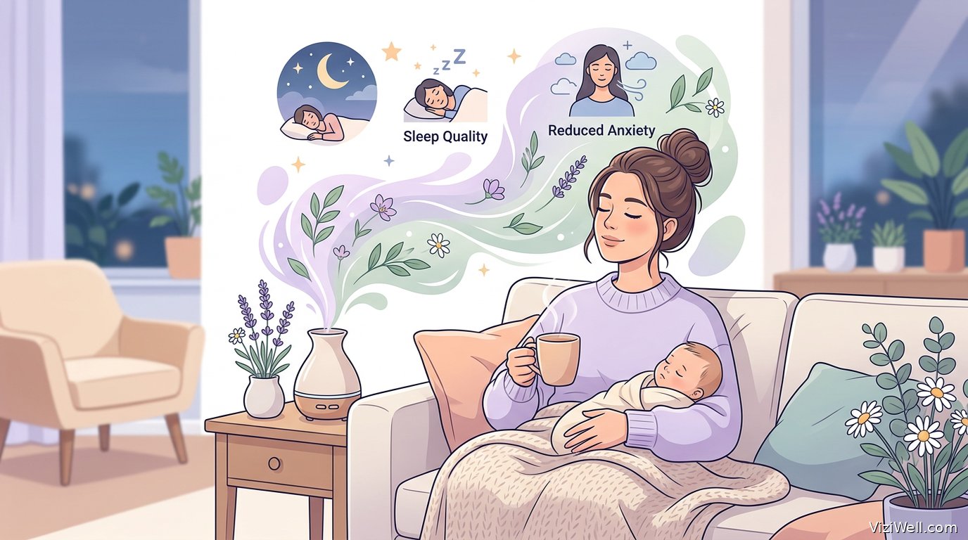 Illustration article : Effets de l'aromathérapie sur l'anxiété et le sommeil chez la mère