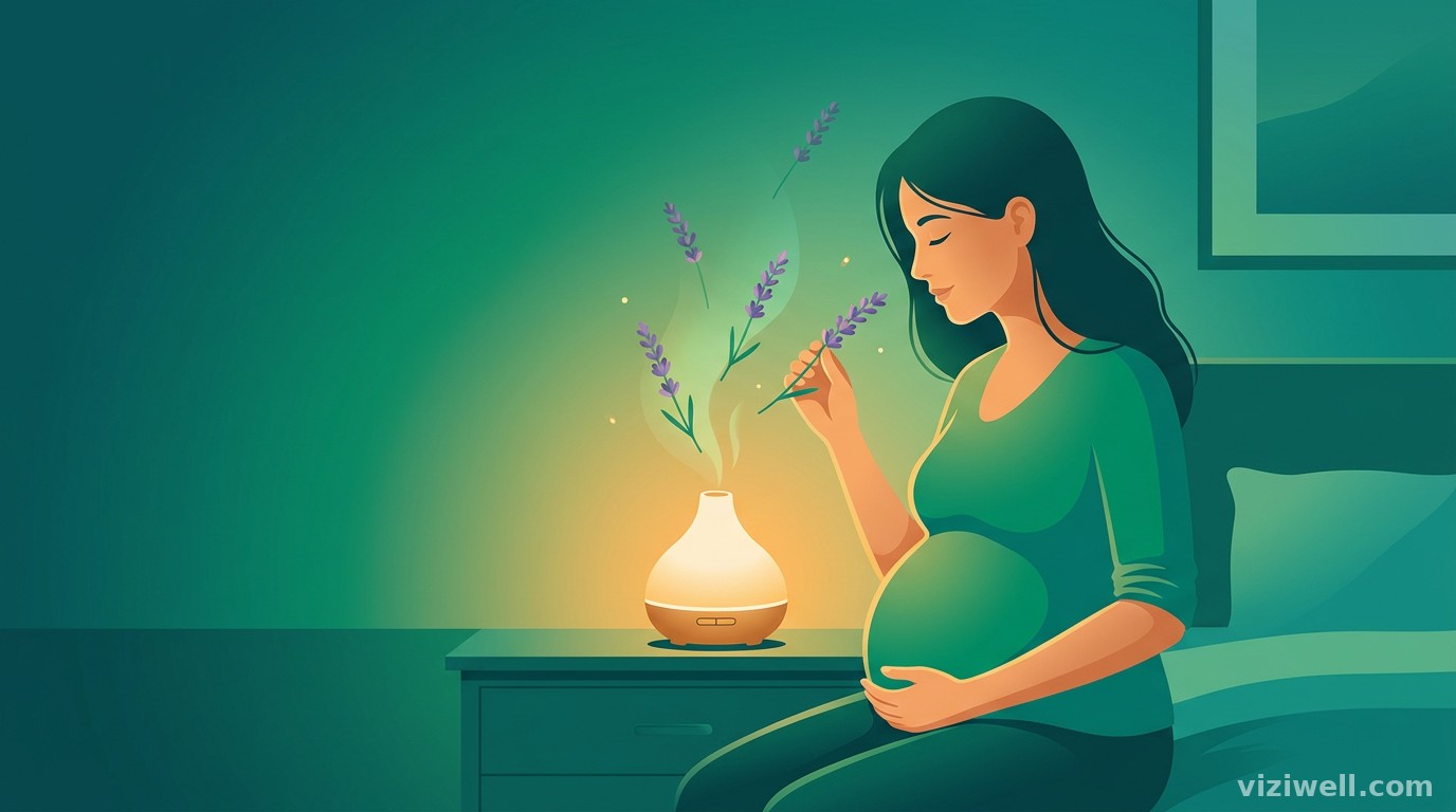 Femme enceinte profitant d'une séance d'aromathérapie relaxante avec un diffuseur d'huiles essentielles