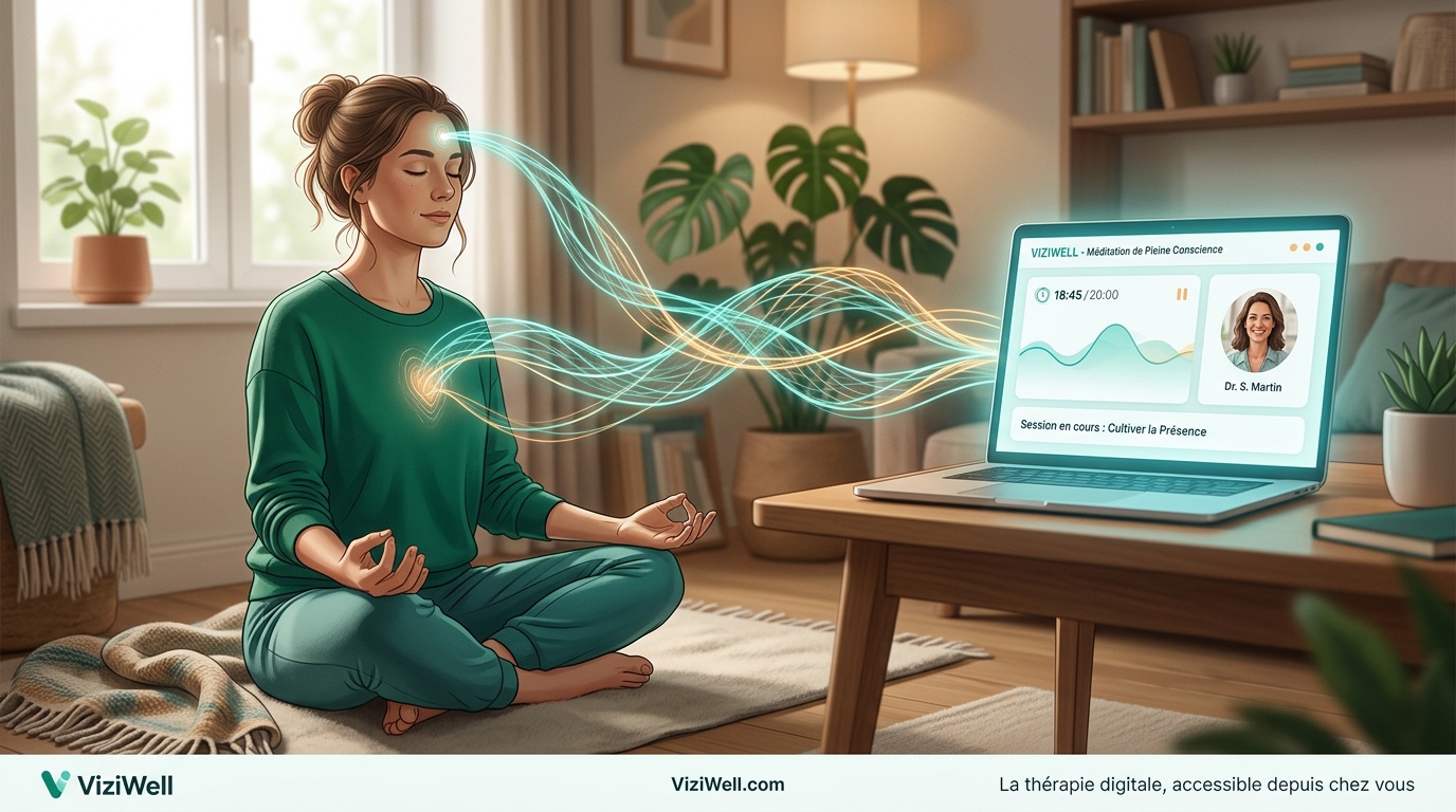 Illustration article : Effets de la méditation de pleine conscience, de la thérapie cognitive et de l'activation comportementale délivrées par télésanté pour la lombalgie chronique : essai clinique randomisé