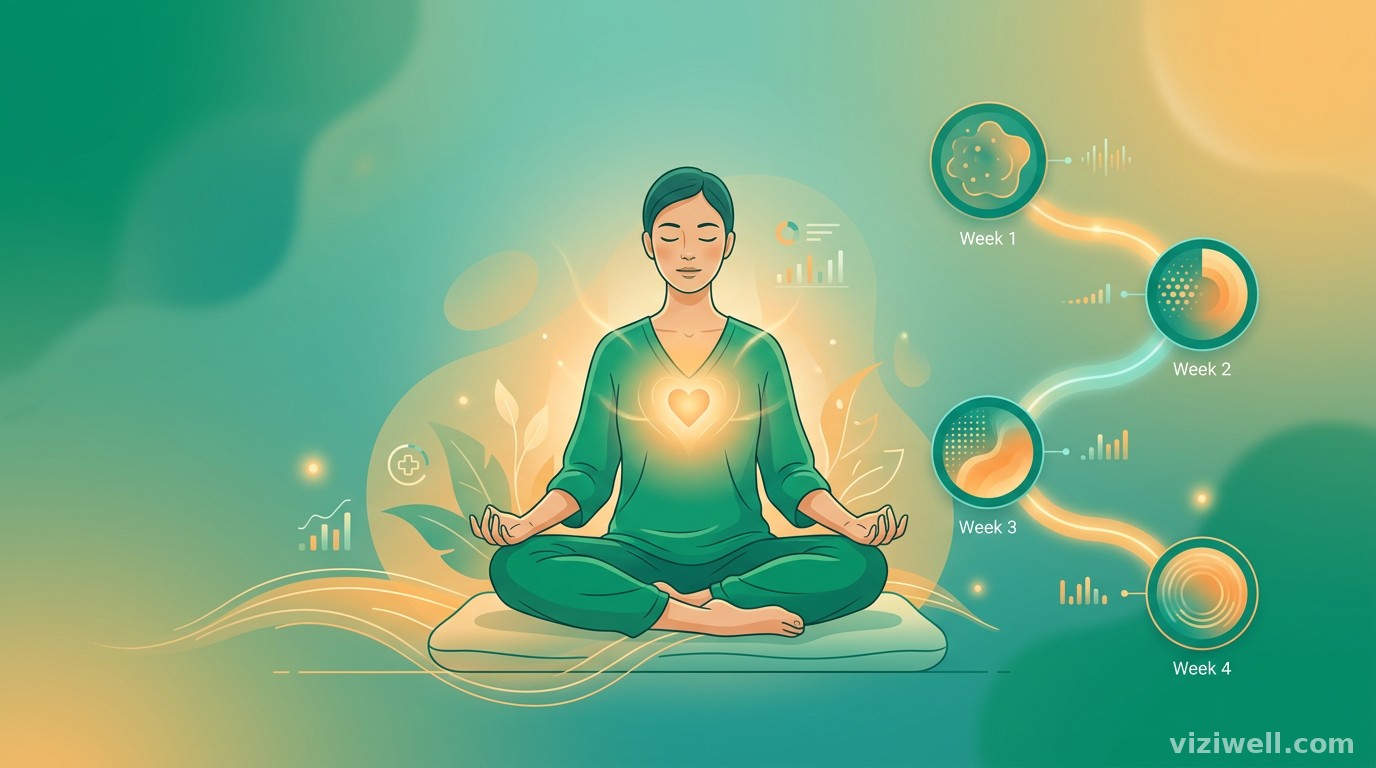 Personne en posture de méditation sophrologique avec une lumière intérieure symbolisant un programme de 4 semaines