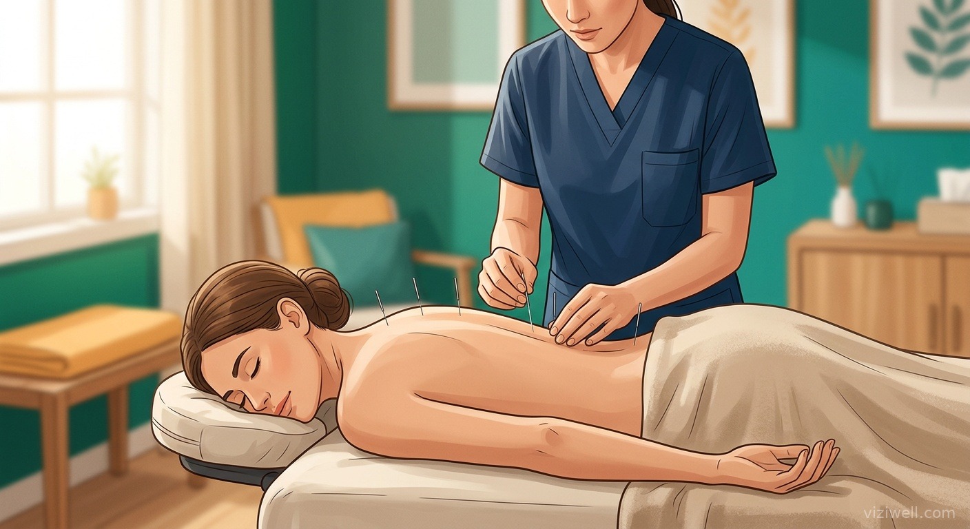 Praticien effectuant une séance d'acupuncture sur un patient en relaxation profonde dans un espace bien-être professionnel