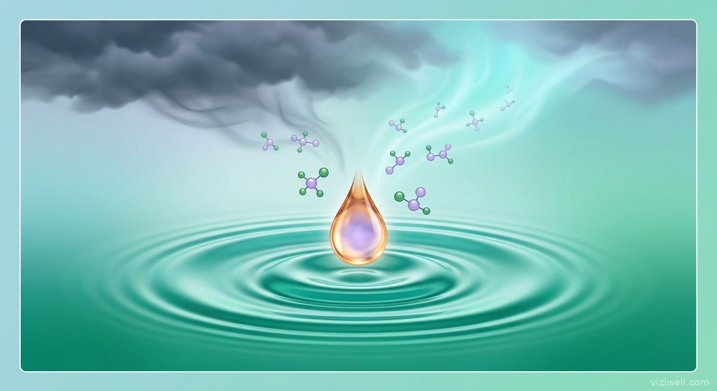 Goutte d'huile essentielle de lavande créant des ondulations apaisantes dissipant l'anxiété