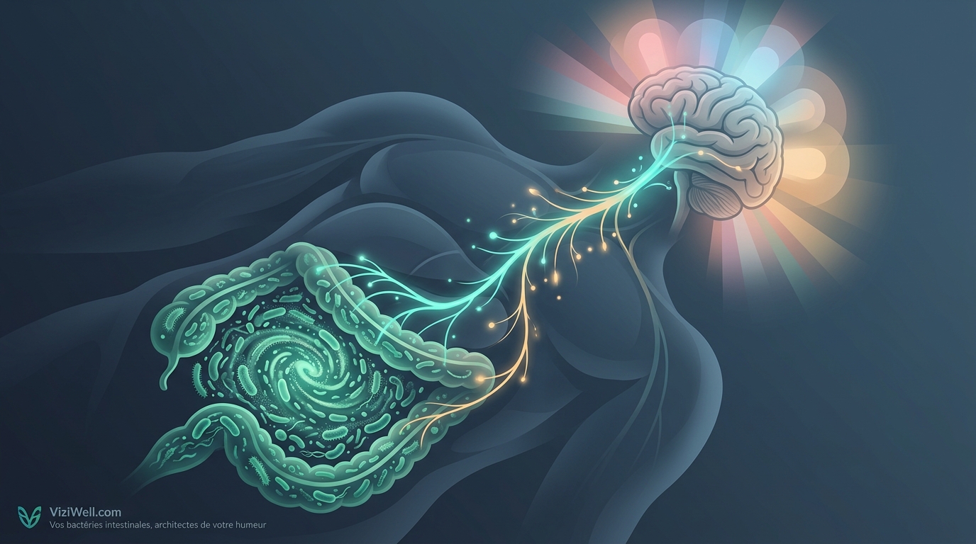 Illustration article : Microbiote intestinal et santé mentale : revue complète des interactions intestin-cerveau dans les troubles de l'humeur