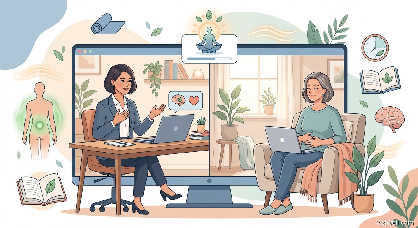 Illustration article : Mindfulness en téléconsultation : soulager la lombalgie chronique