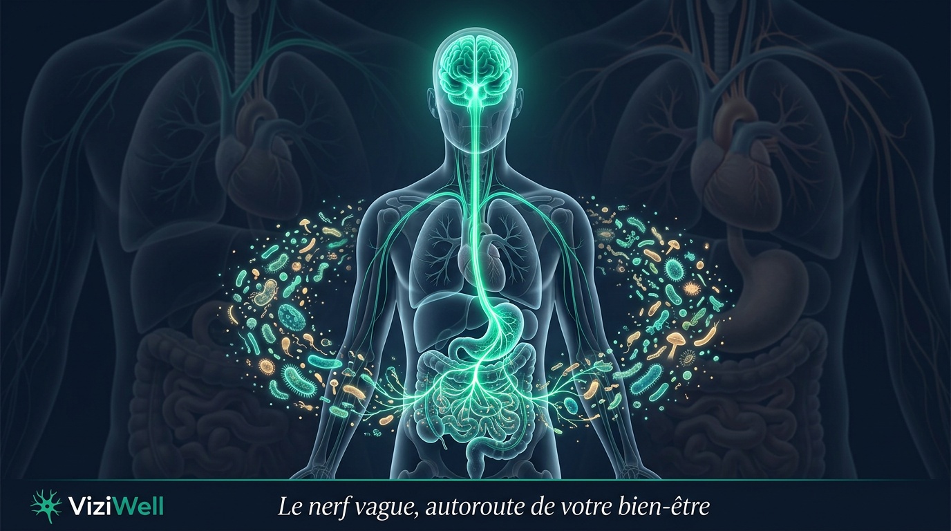 Illustration article : Santé mentale : le nerf vague lie microbiote et dépression